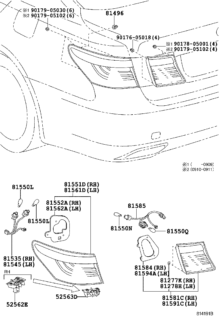  LS600H 600HL |  REAR COMBINATION LAMP