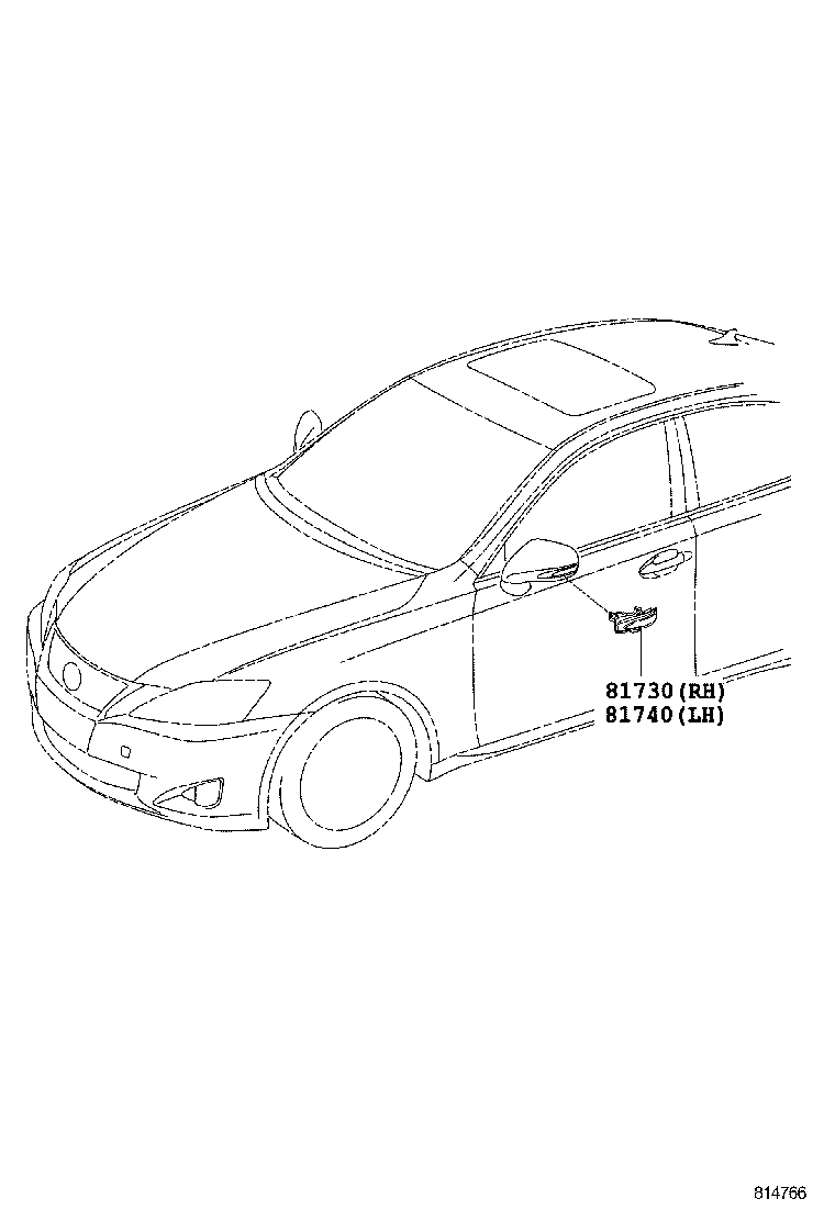  IS250 350 2 D |  SIDE TURN SIGNAL LAMP OUTER MIRROR LAMP