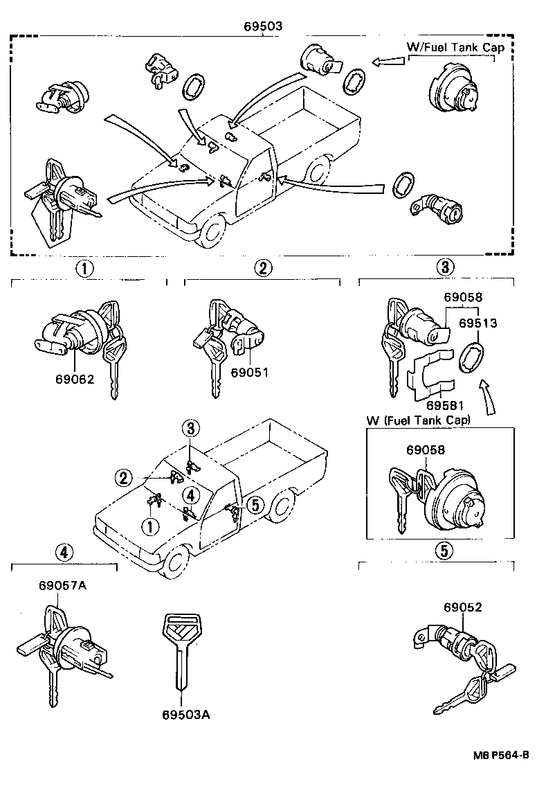  HILUX 4RUNNER |  LOCK CYLINDER SET