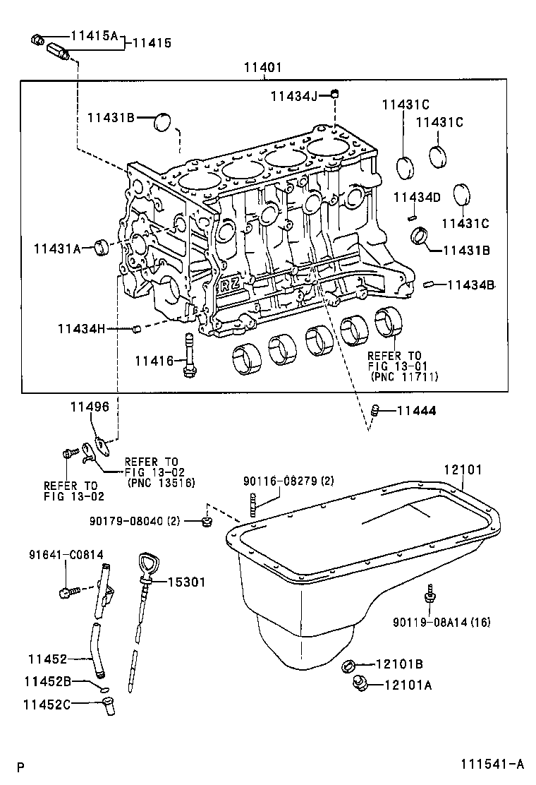  T U V |  CYLINDER BLOCK