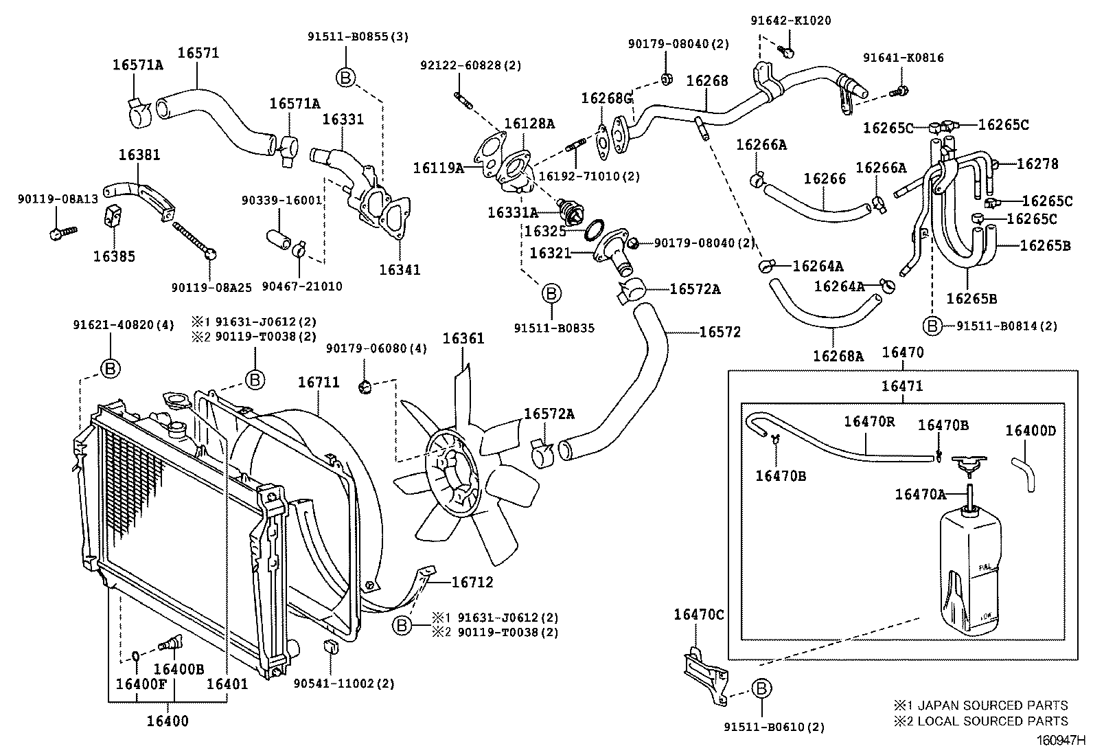  T U V |  RADIATOR WATER OUTLET