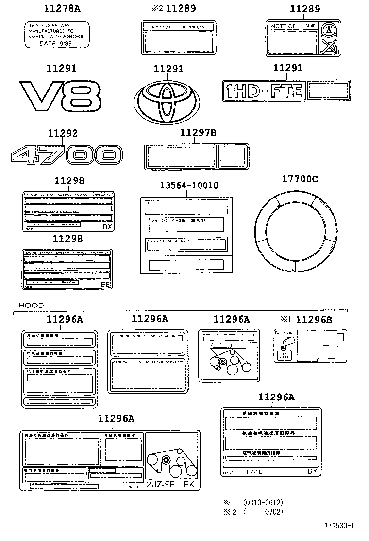  LAND CRUISER 100 105 |  CAUTION PLATE NAME PLATE ENGINE