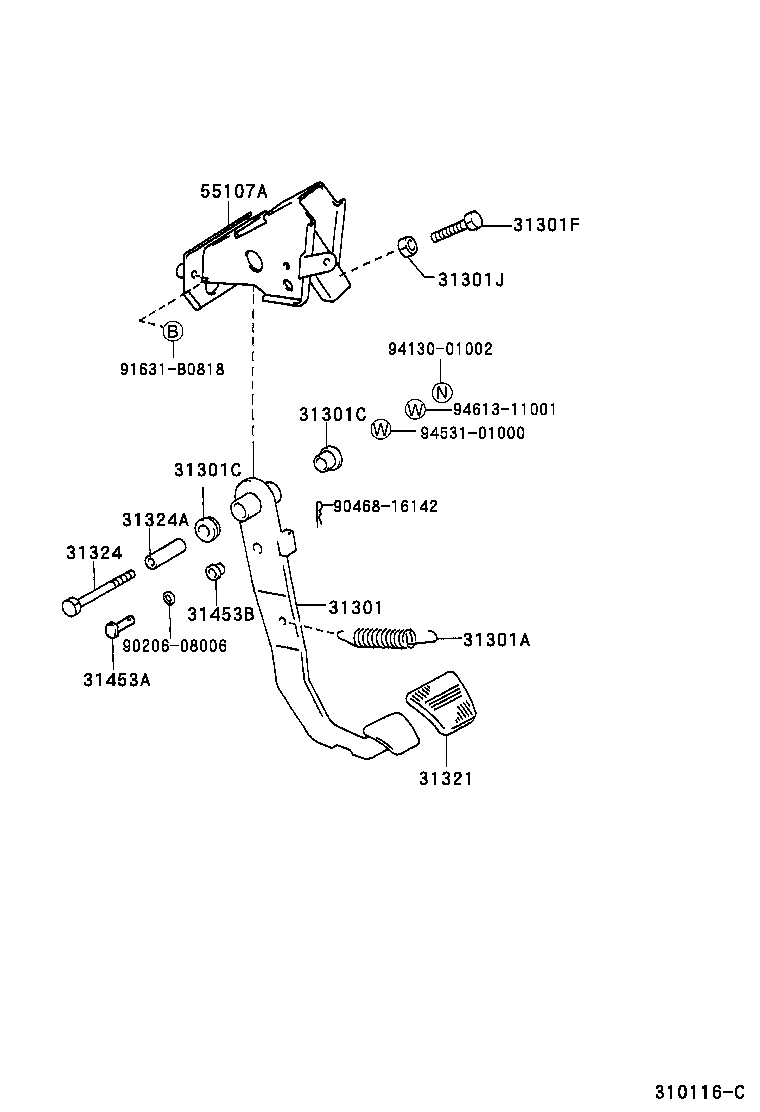  T U V |  CLUTCH PEDAL FLEXIBLE HOSE