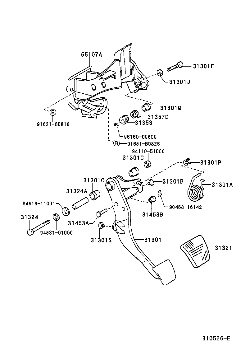  T U V |  CLUTCH PEDAL FLEXIBLE HOSE