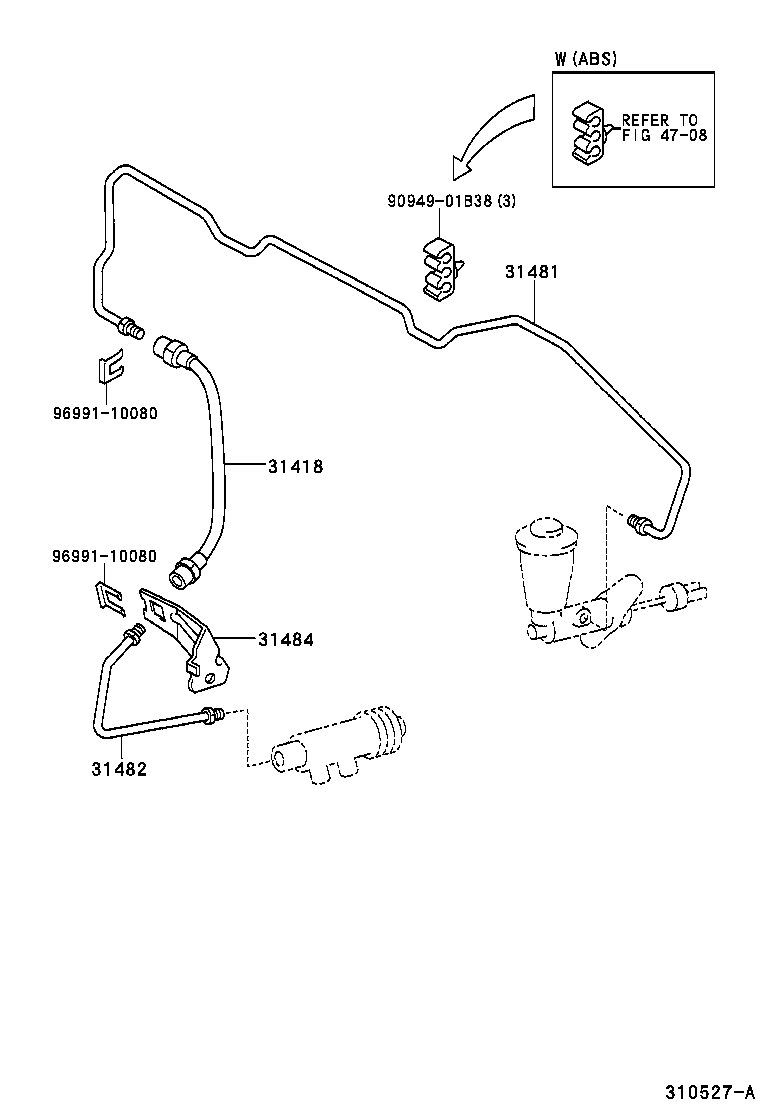  T U V |  CLUTCH PEDAL FLEXIBLE HOSE