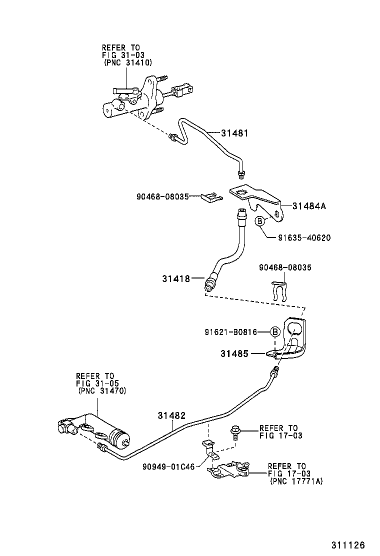  YARIS ECHO 3D 5D |  CLUTCH PEDAL FLEXIBLE HOSE