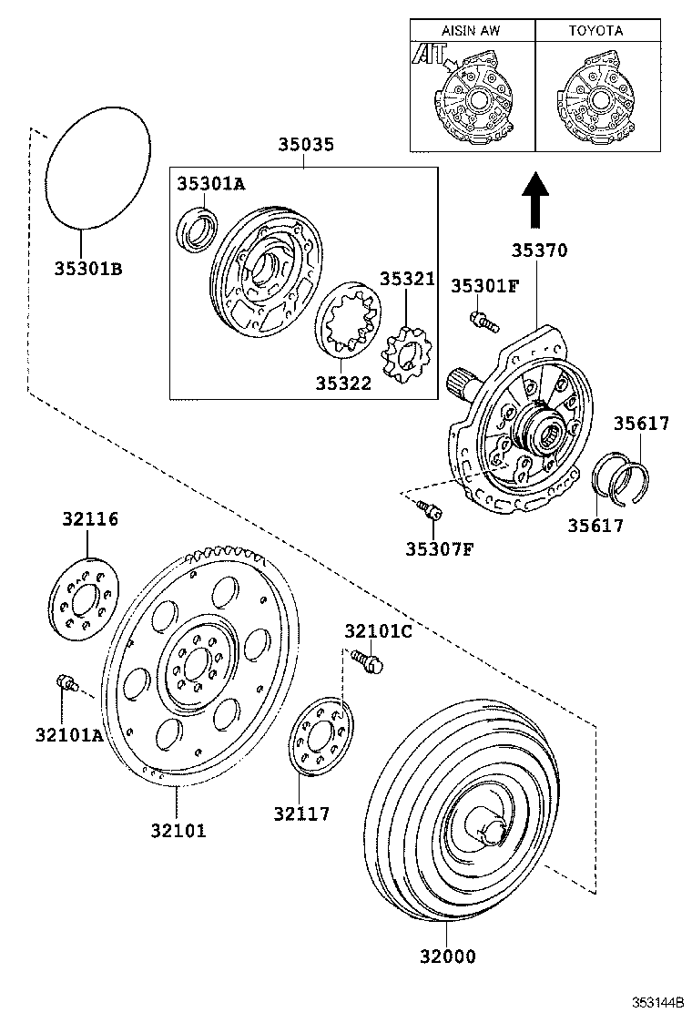  PICNIC AVENSIS VERSO |  TORQUE CONVERTER FRONT OIL PUMP CHAIN ATM