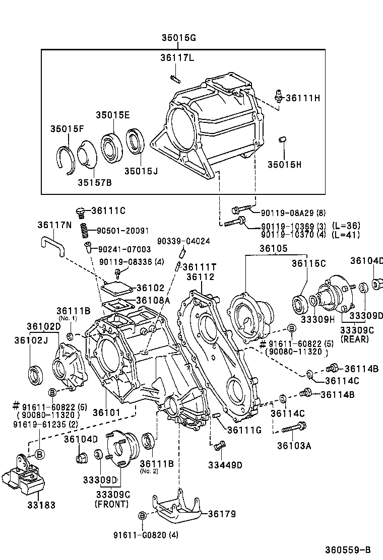  T U V |  TRANSFER CASE EXTENSION HOUSING