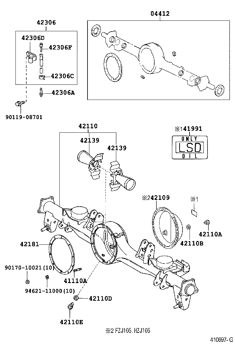  LAND CRUISER 100 105 |  REAR AXLE HOUSING DIFFERENTIAL