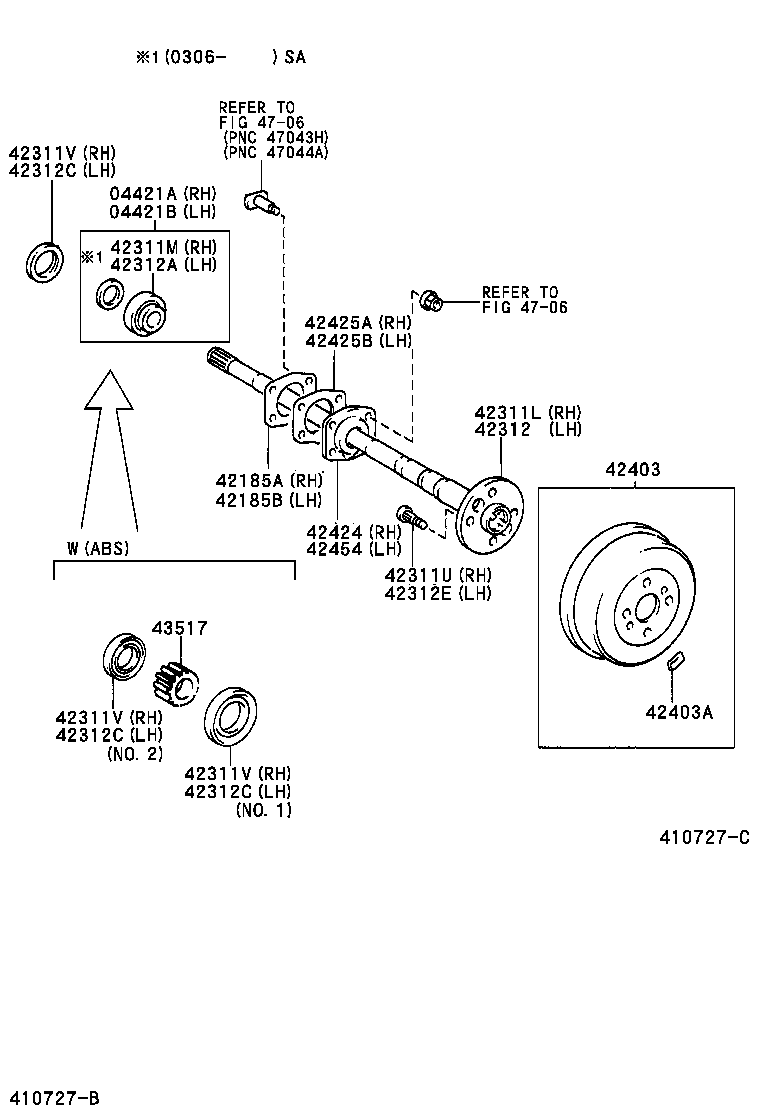  T U V |  REAR AXLE SHAFT HUB