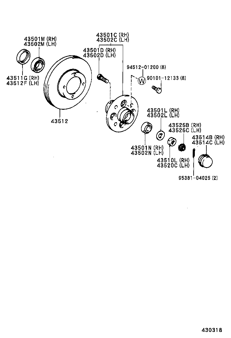  T U V |  FRONT AXLE HUB