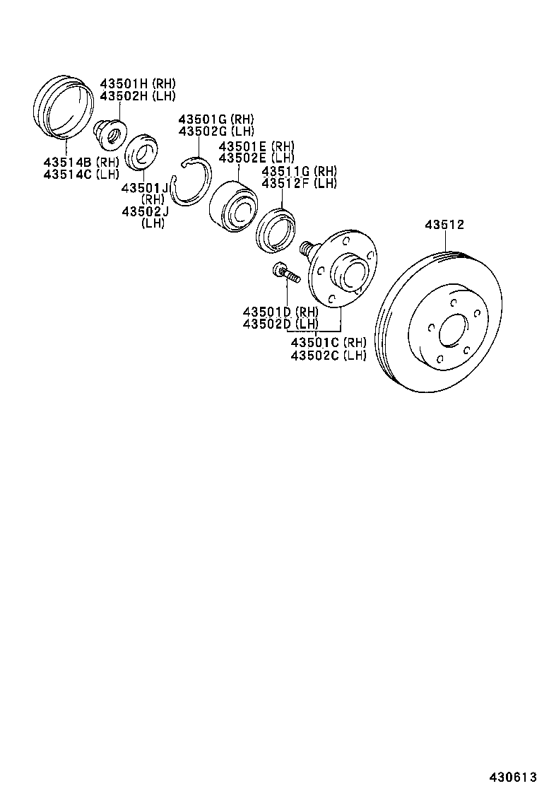  T U V |  FRONT AXLE HUB