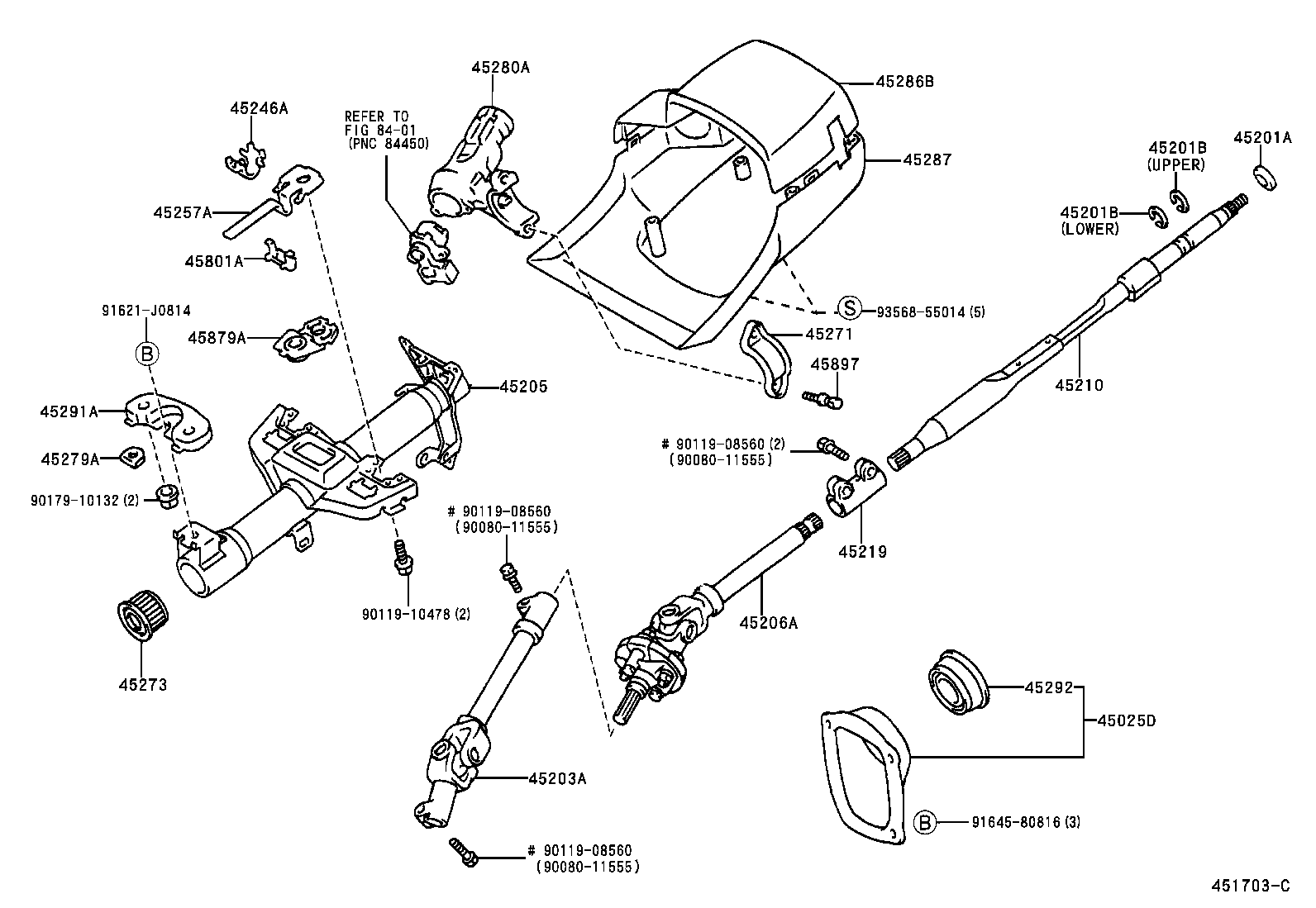  T U V |  STEERING COLUMN SHAFT