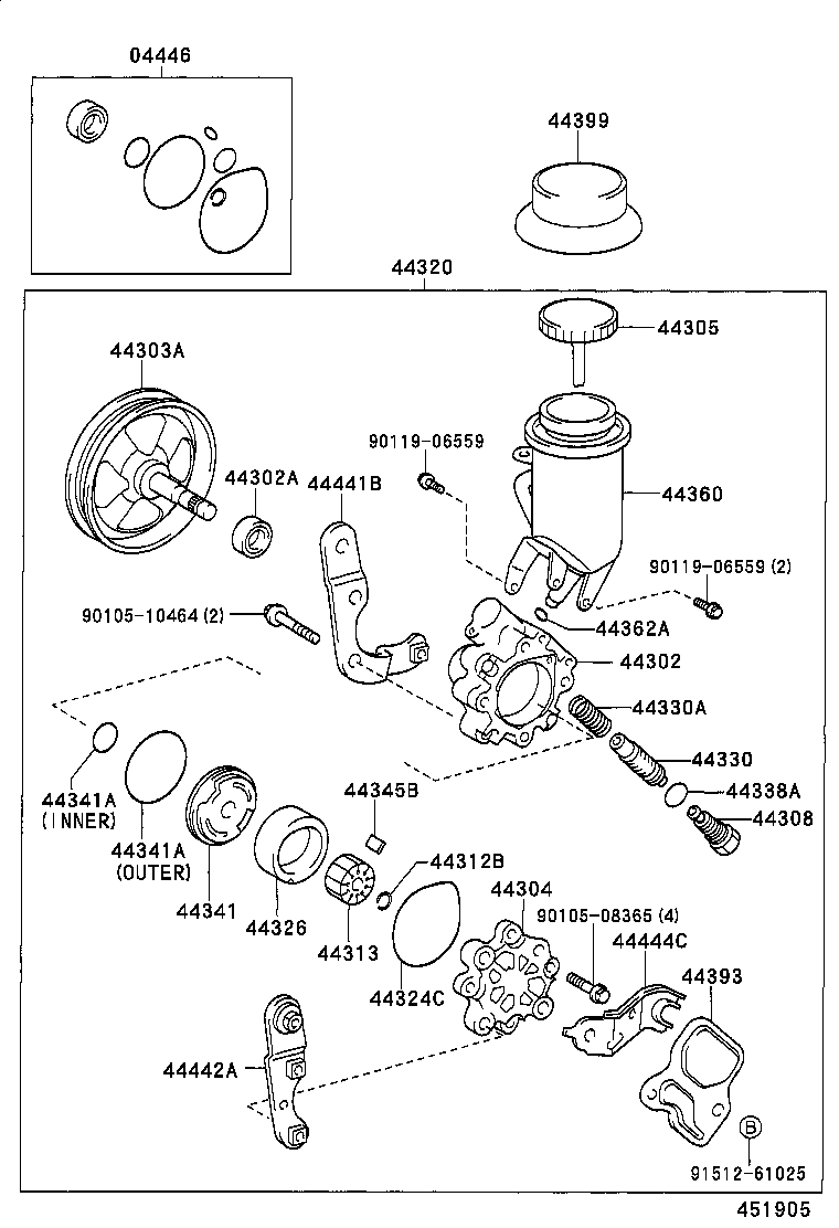  YARIS ECHO 4D |  VANE PUMP RESERVOIR POWER STEERING