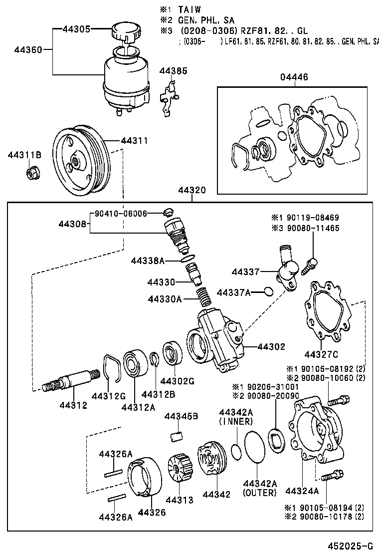 T U V | VANE PUMP RESERVOIR POWER STEERING