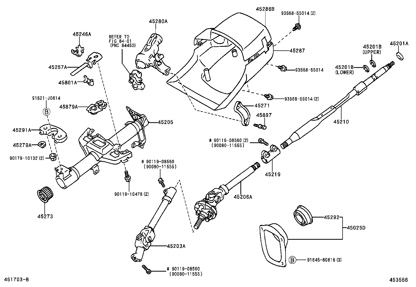  T U V |  STEERING COLUMN SHAFT