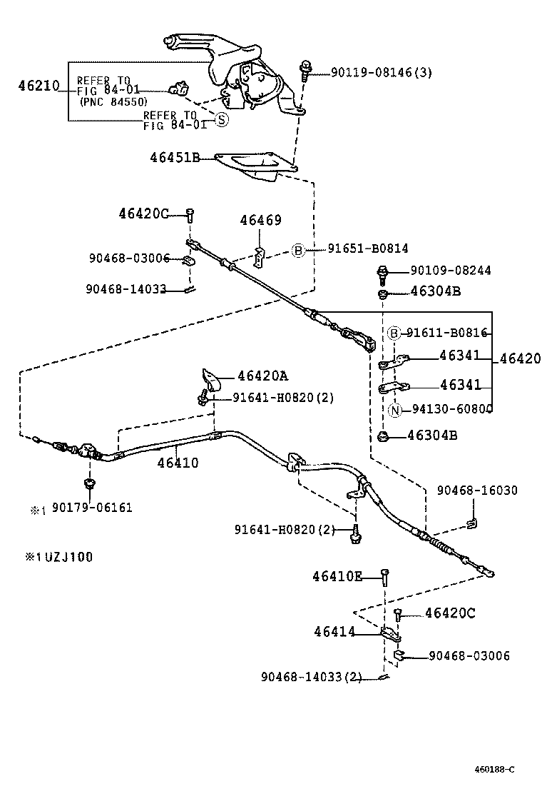  LAND CRUISER 100 105 |  PARKING BRAKE CABLE