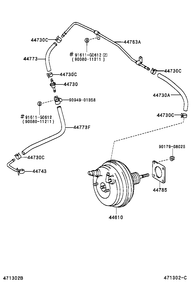  T U V |  BRAKE BOOSTER VACUUM TUBE