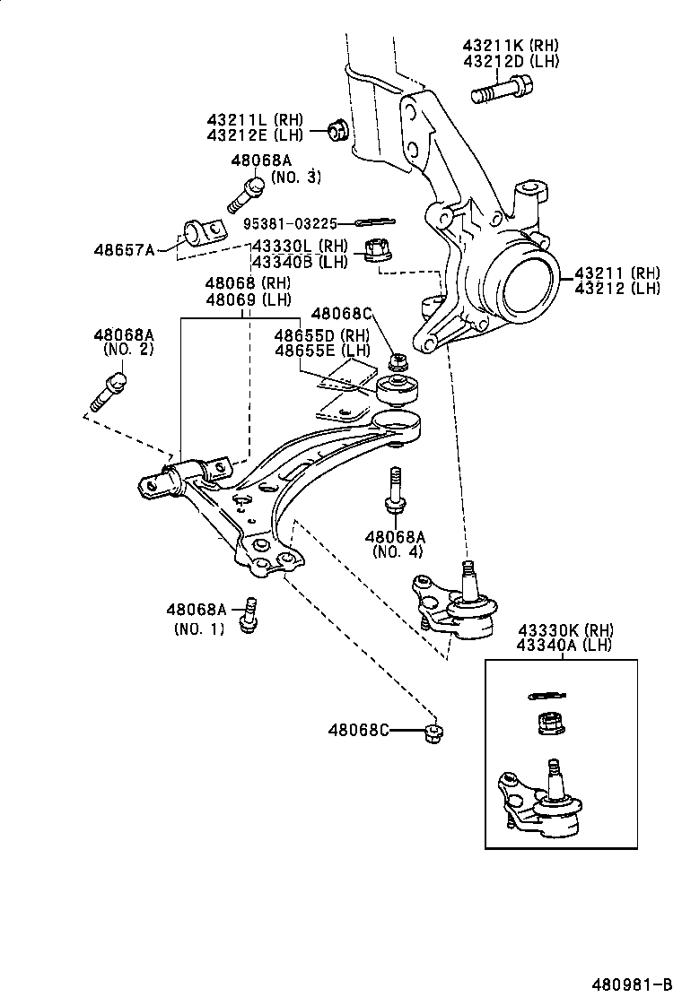  AVALON |  FRONT AXLE ARM STEERING KNUCKLE