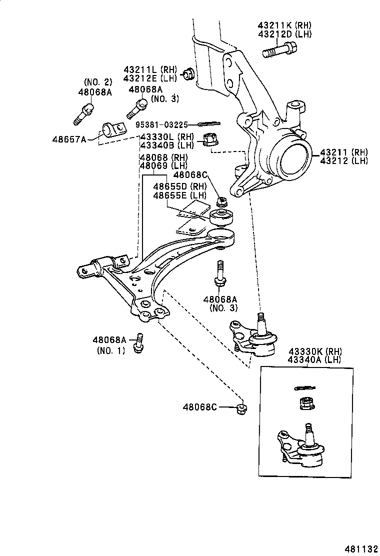  AVALON |  FRONT AXLE ARM STEERING KNUCKLE