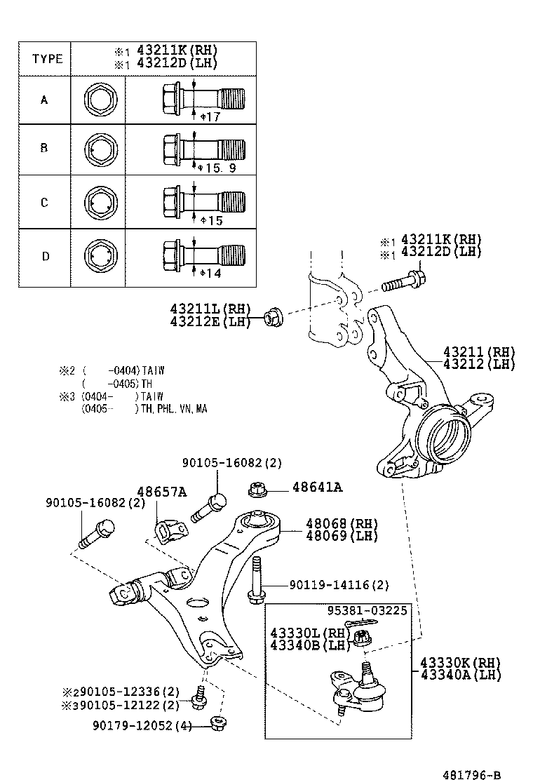  CAMRY |  FRONT AXLE ARM STEERING KNUCKLE