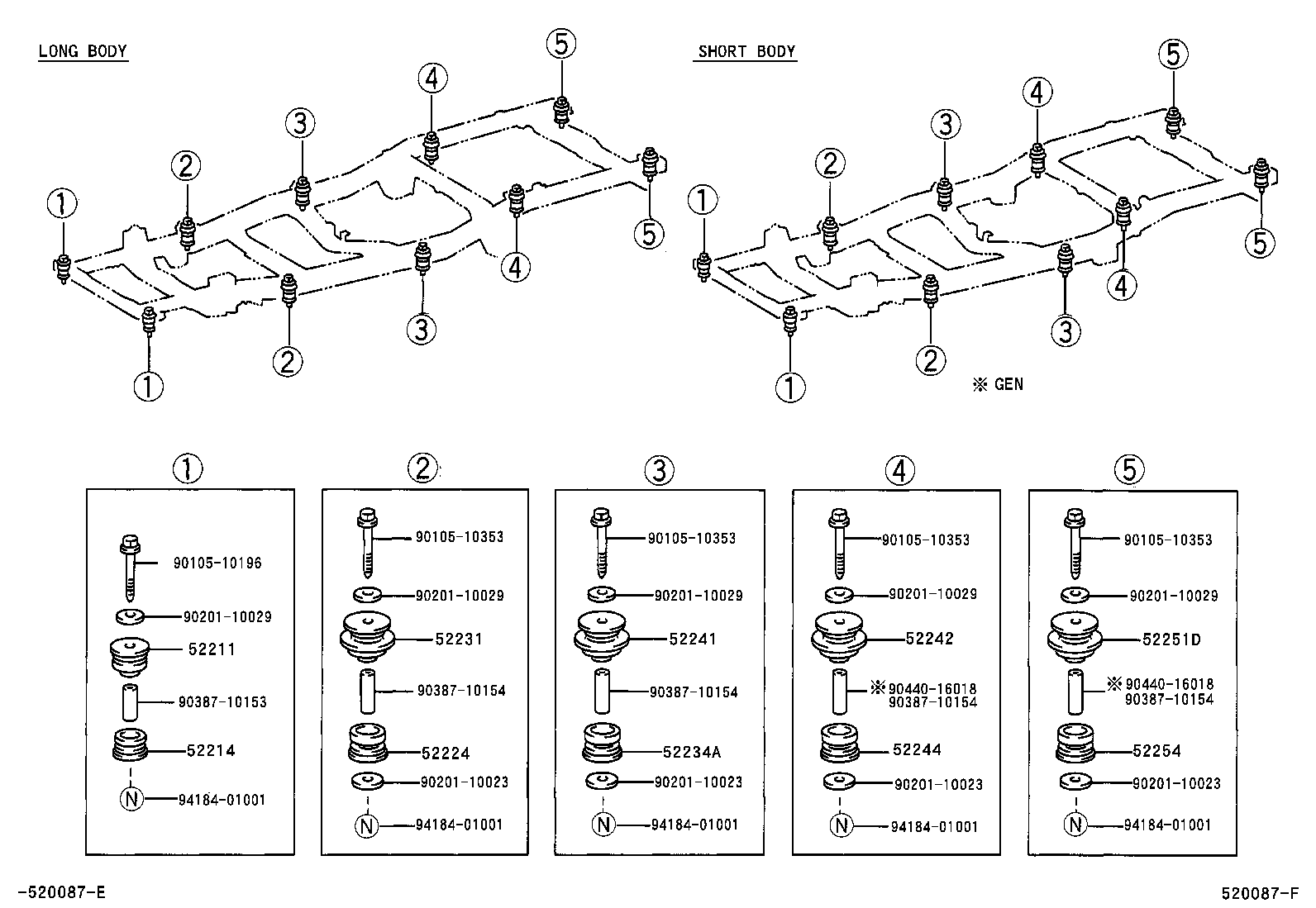  T U V |  CAB MOUNTING BODY MOUNTING