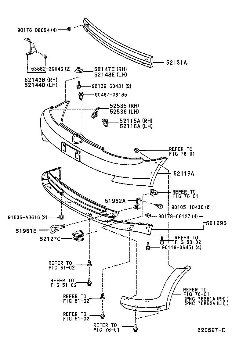  YARIS ECHO 4D |  FRONT BUMPER BUMPER STAY