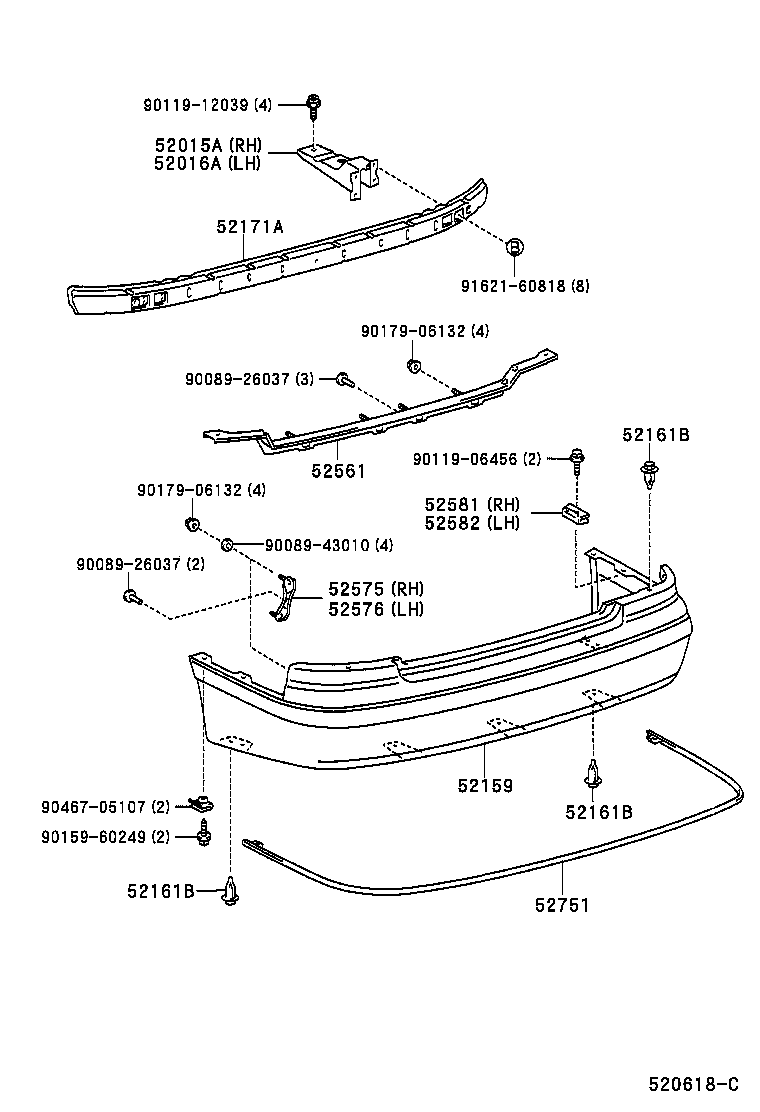  AVALON |  REAR BUMPER BUMPER STAY
