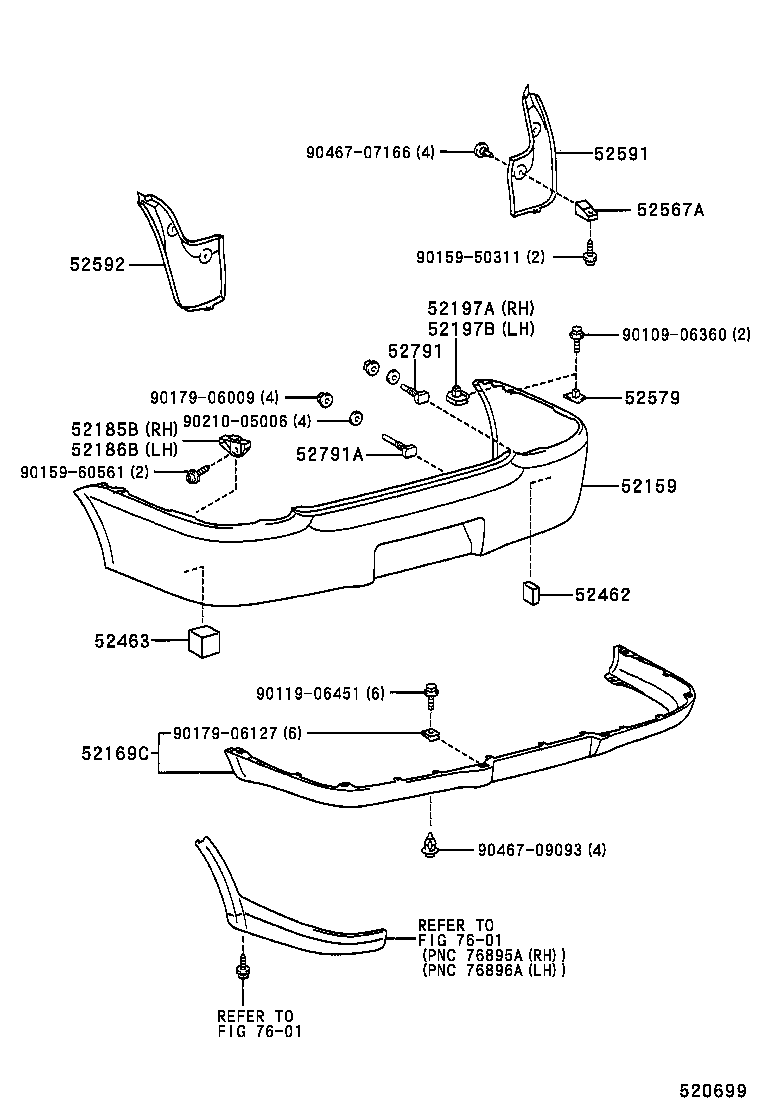  YARIS ECHO 4D |  REAR BUMPER BUMPER STAY
