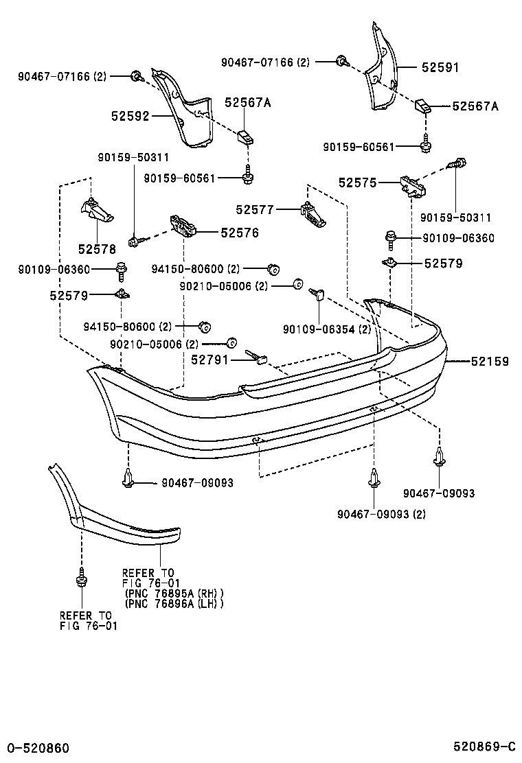  YARIS ECHO 4D |  REAR BUMPER BUMPER STAY
