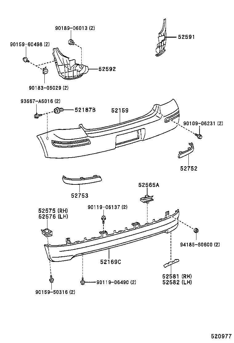  YARIS ECHO 3D 5D |  REAR BUMPER BUMPER STAY