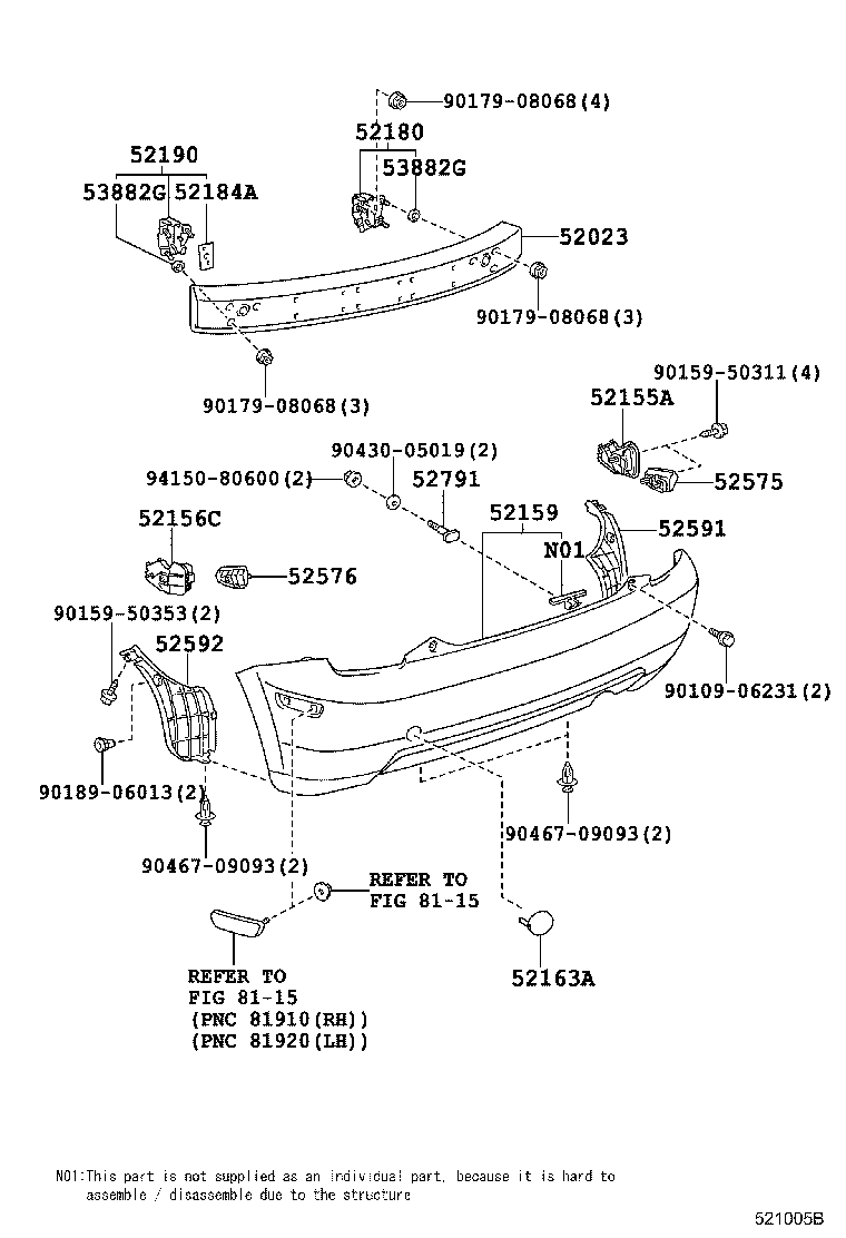  TOYOTA XA |  REAR BUMPER BUMPER STAY
