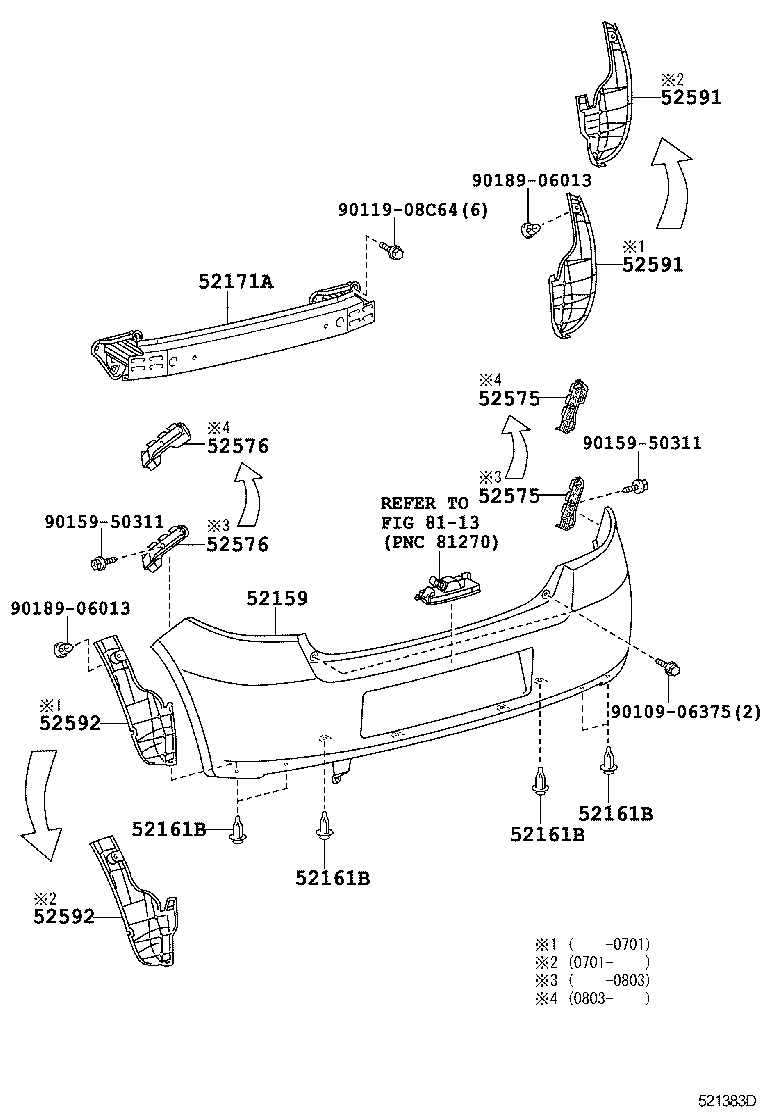  YARIS |  REAR BUMPER BUMPER STAY