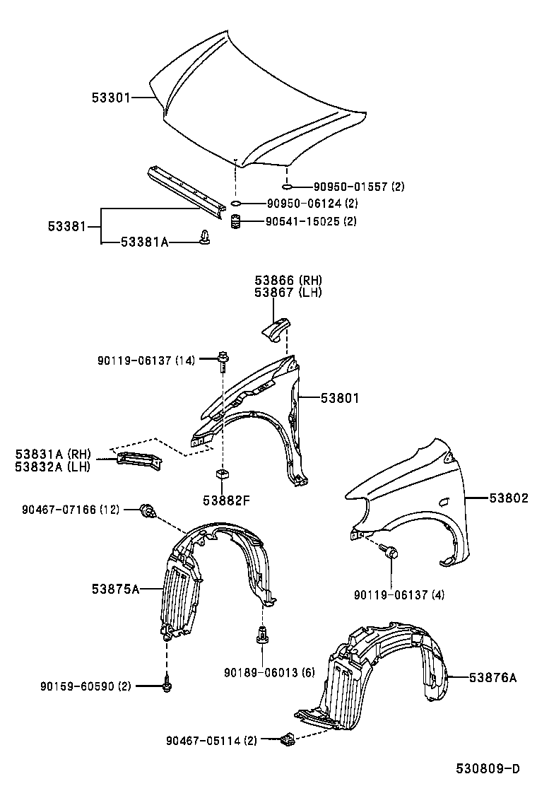  YARIS ECHO 4D |  HOOD FRONT FENDER