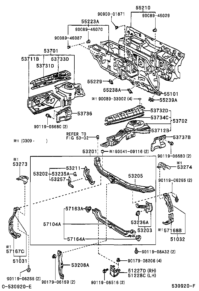  AVALON |  FRONT FENDER APRON DASH PANEL