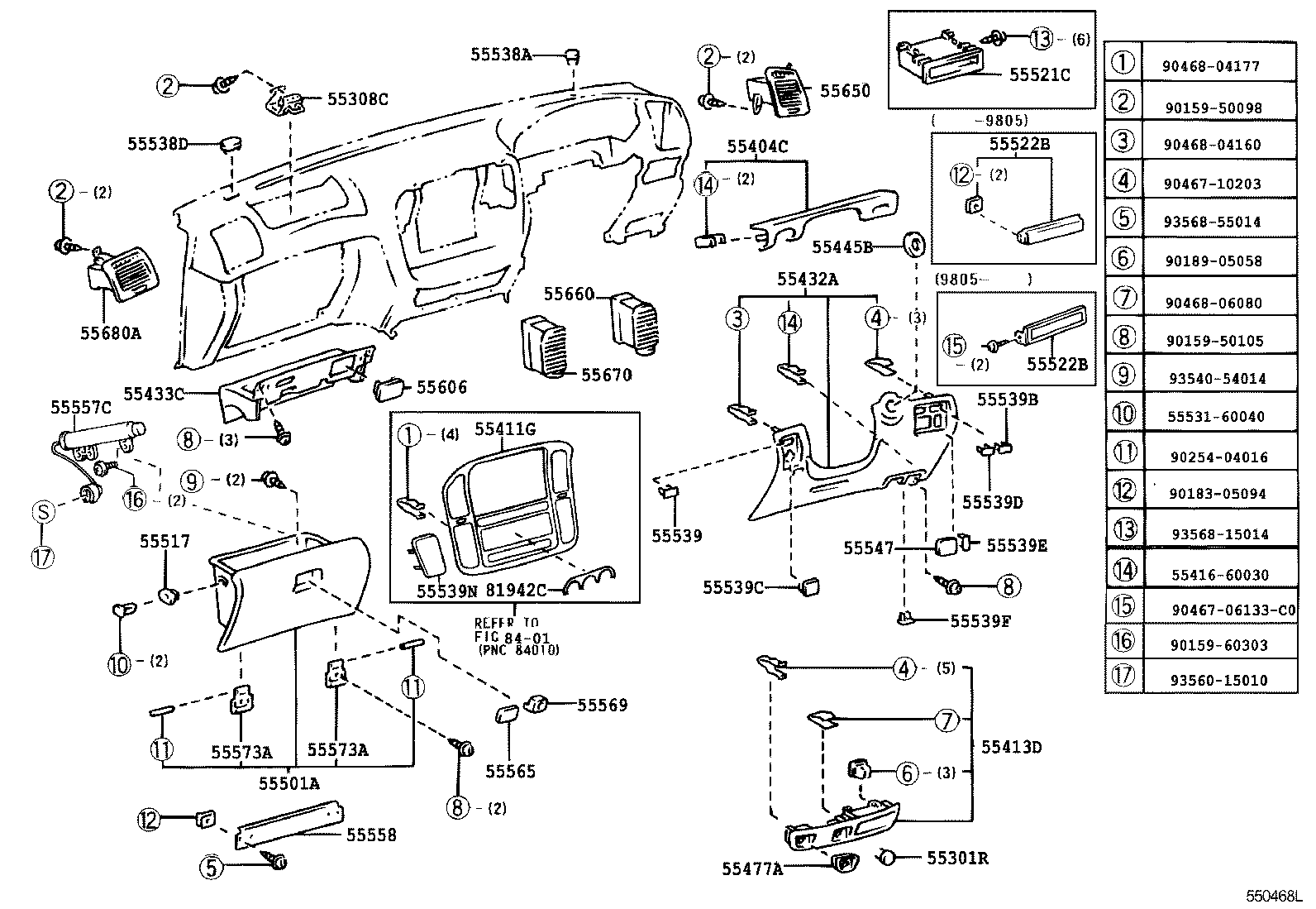  LAND CRUISER 100 105 |  INSTRUMENT PANEL GLOVE COMPARTMENT