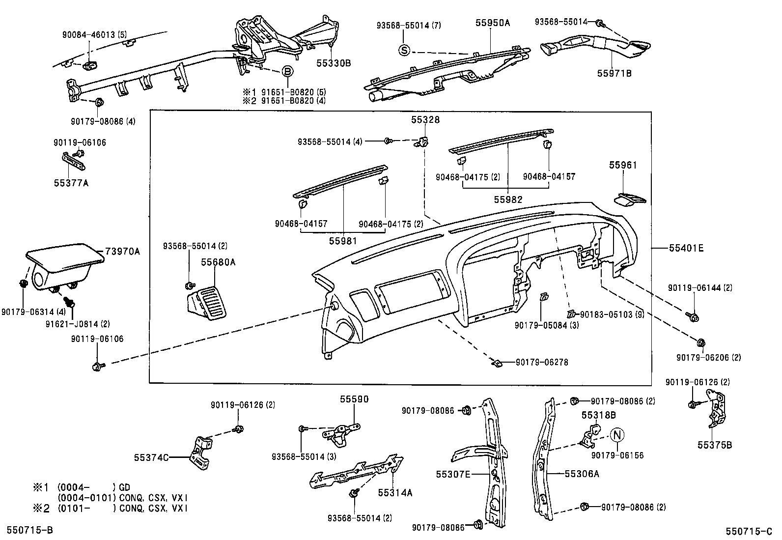  AVALON |  INSTRUMENT PANEL GLOVE COMPARTMENT