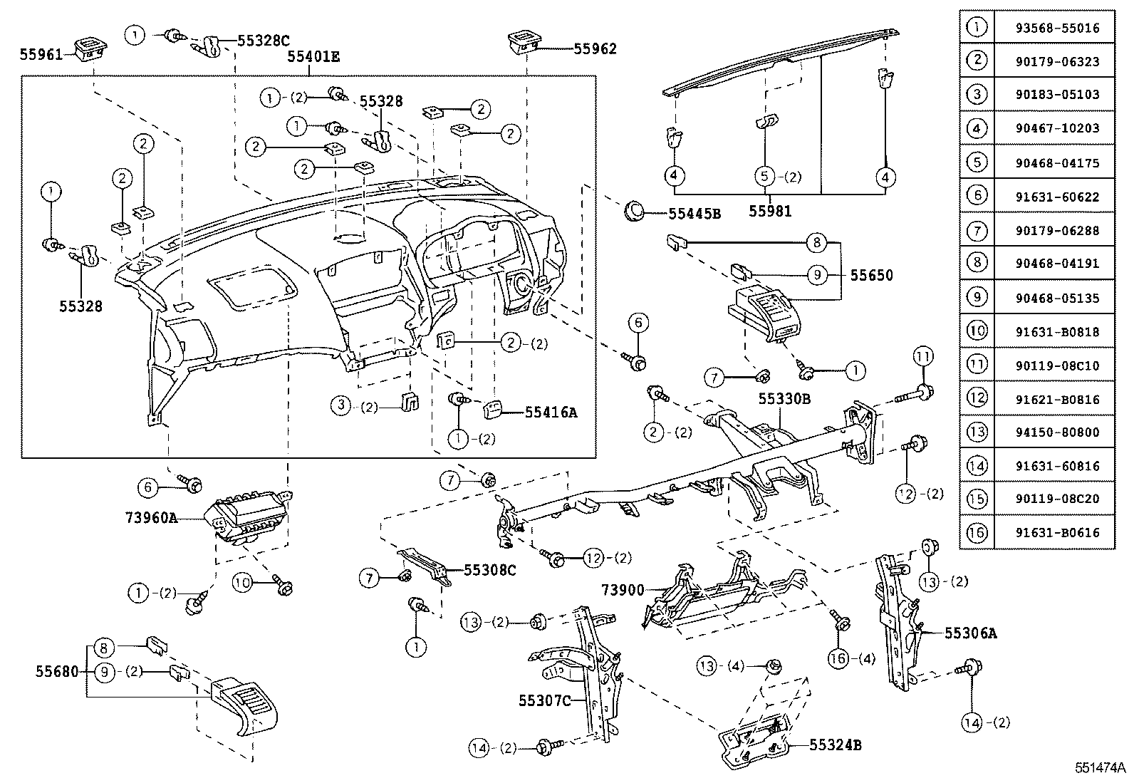  RX400H |  INSTRUMENT PANEL GLOVE COMPARTMENT