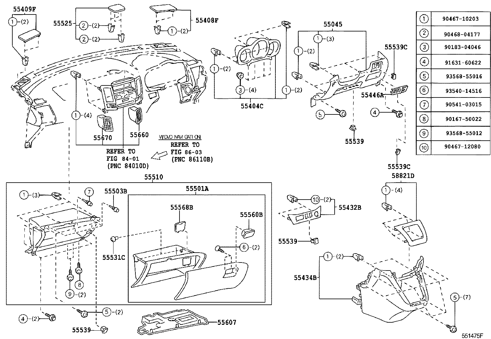  RX400H |  INSTRUMENT PANEL GLOVE COMPARTMENT