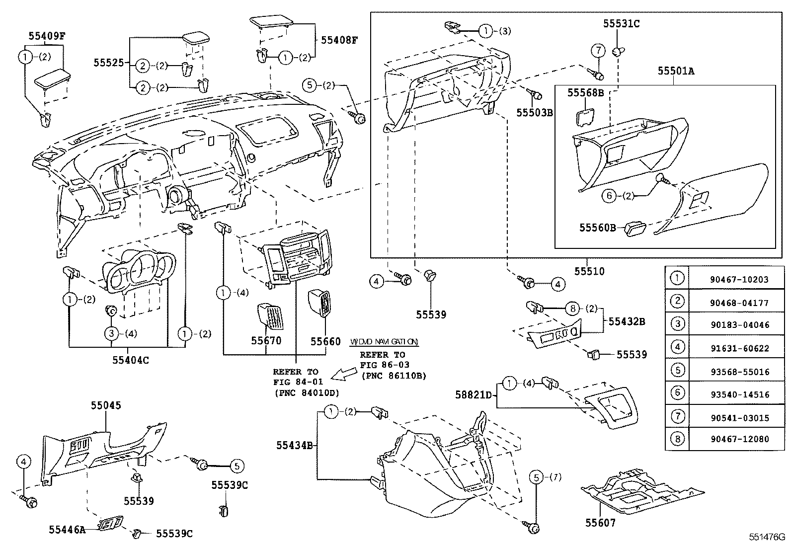  RX400H |  INSTRUMENT PANEL GLOVE COMPARTMENT