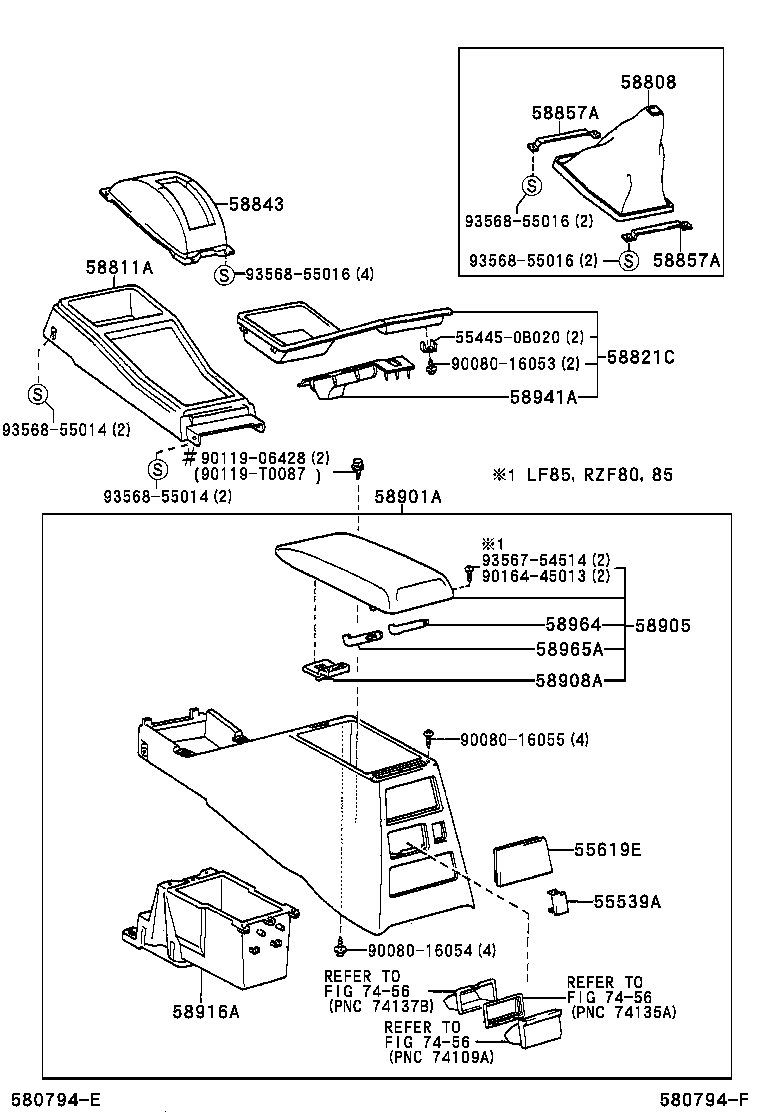  T U V |  CONSOLE BOX BRACKET