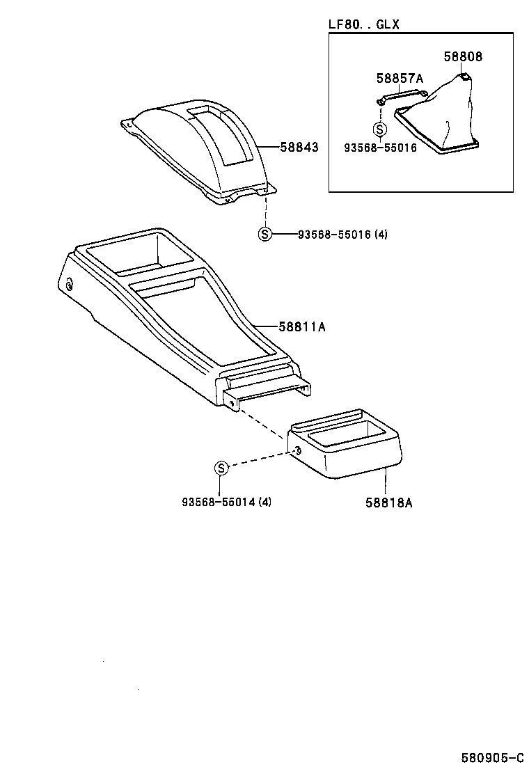  T U V |  CONSOLE BOX BRACKET