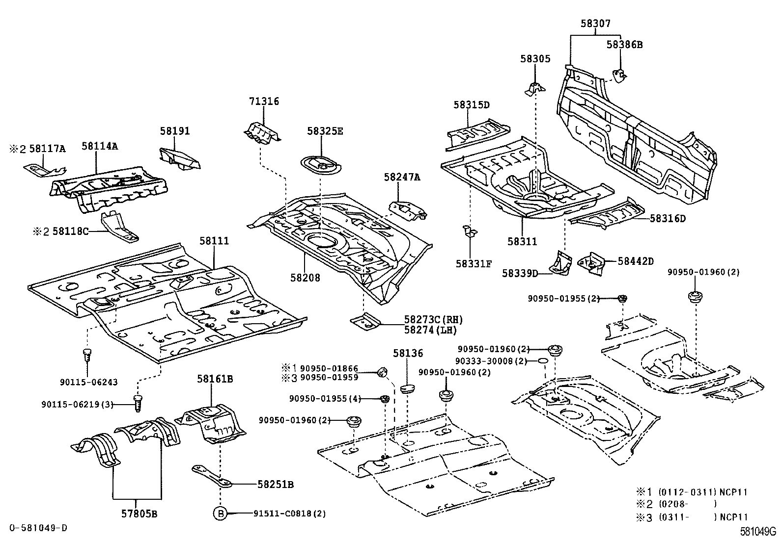  YARIS ECHO 4D |  FLOOR PAN LOWER BACK PANEL