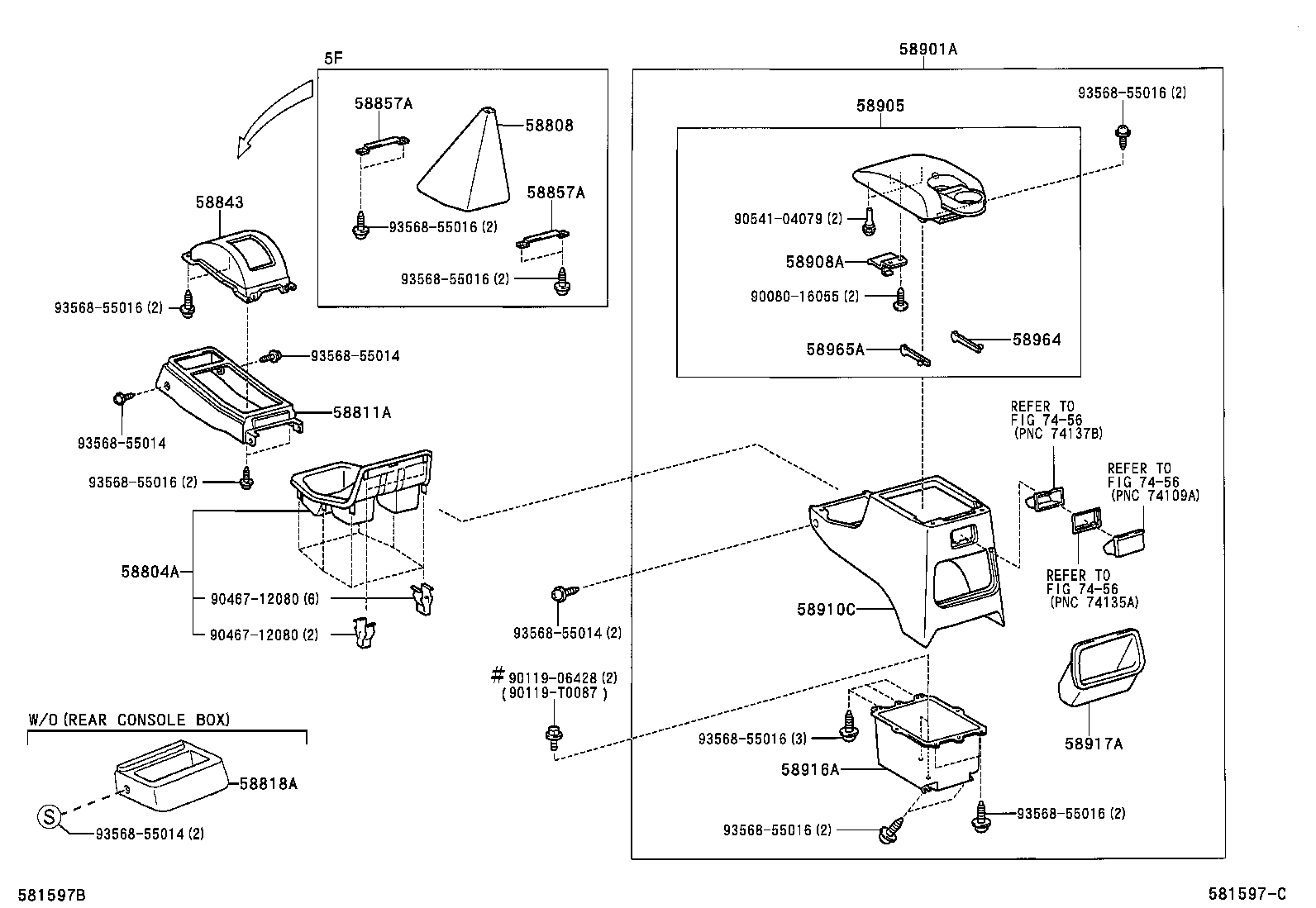  T U V |  CONSOLE BOX BRACKET