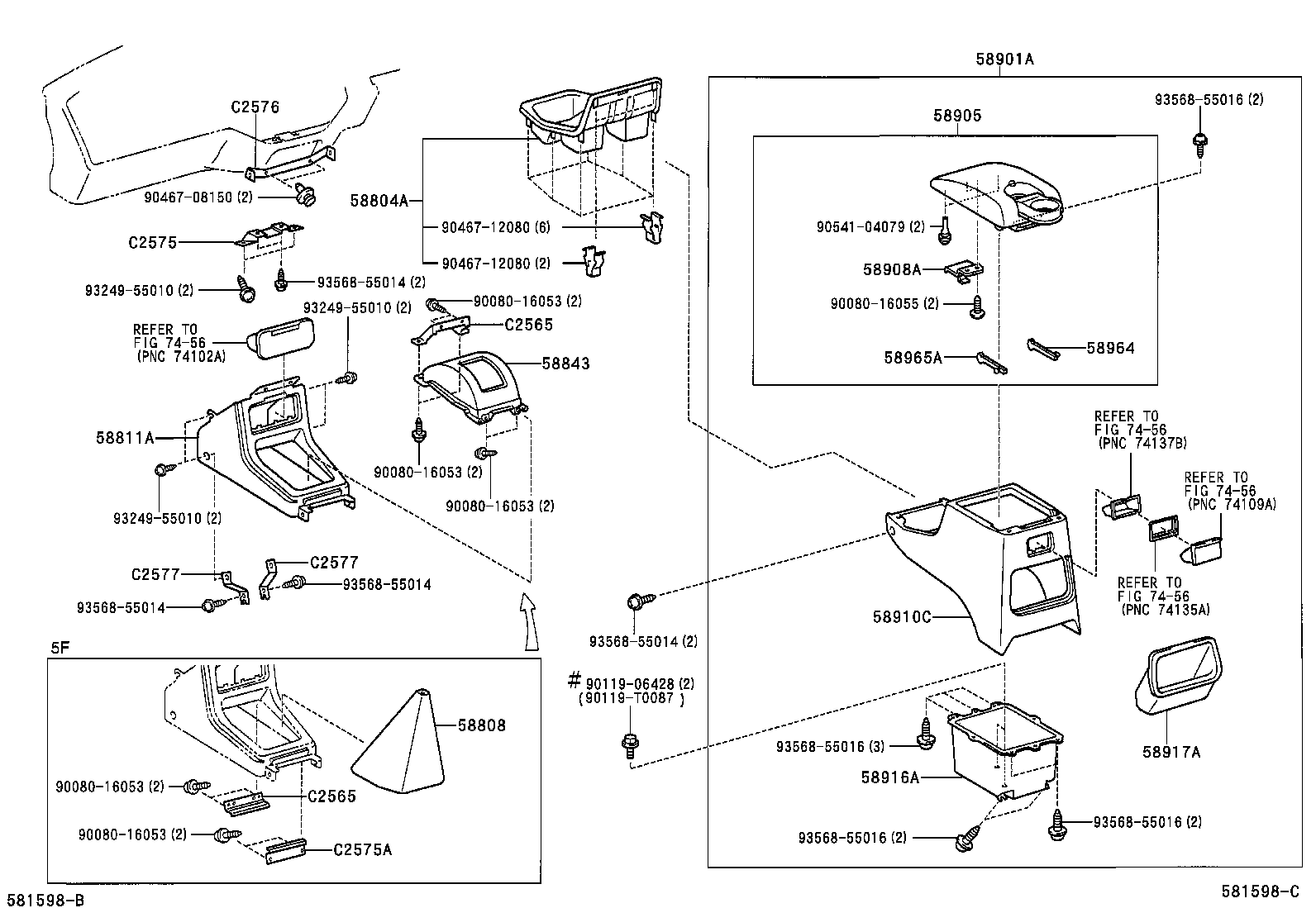  T U V |  CONSOLE BOX BRACKET