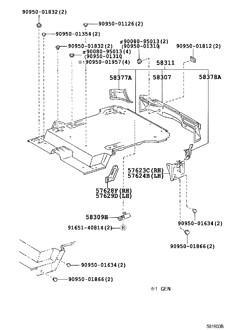  T U V |  REAR FLOOR PANEL REAR FLOOR MEMBER