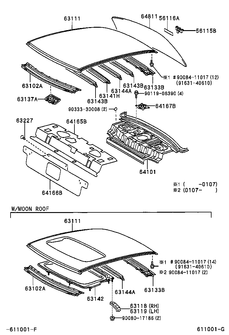  AVALON |  ROOF PANEL BACK WINDOW GLASS