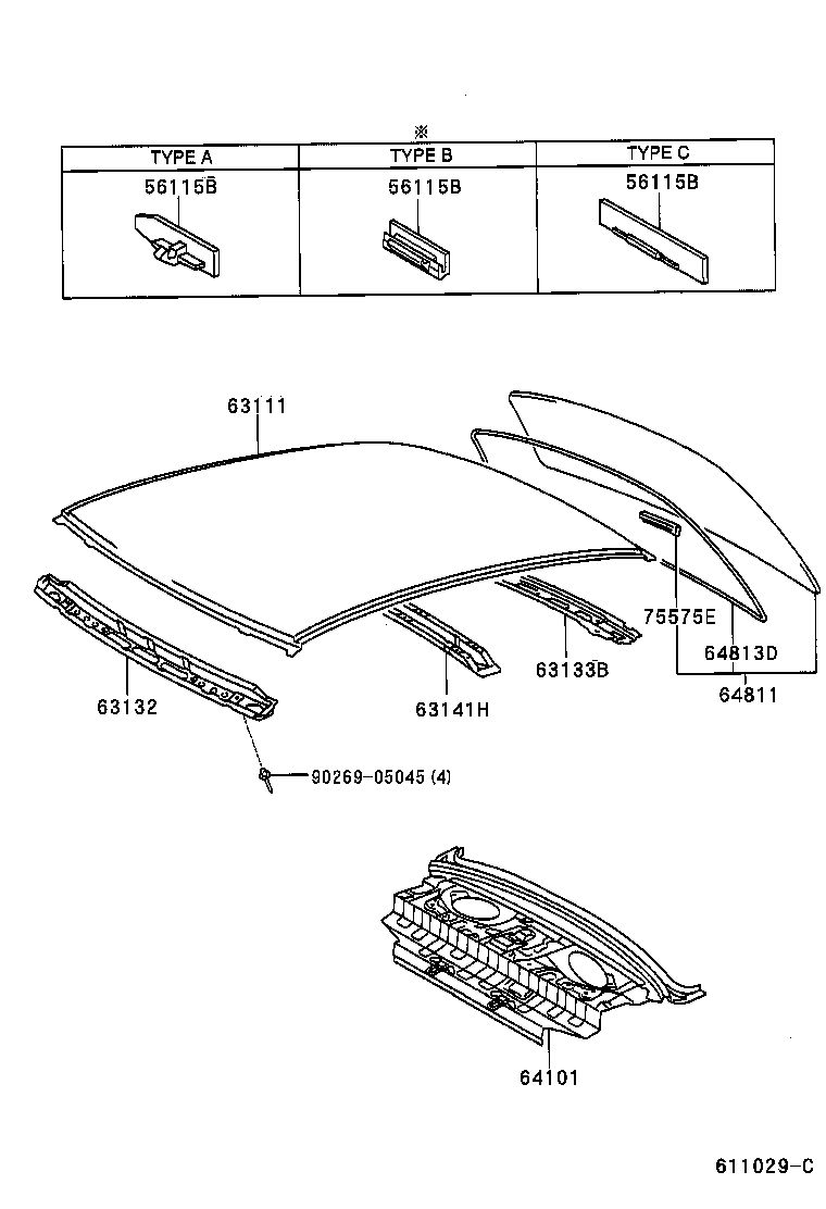  YARIS ECHO 4D |  ROOF PANEL BACK WINDOW GLASS
