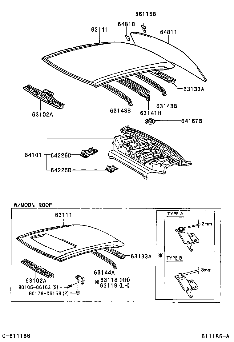  AVALON |  ROOF PANEL BACK WINDOW GLASS