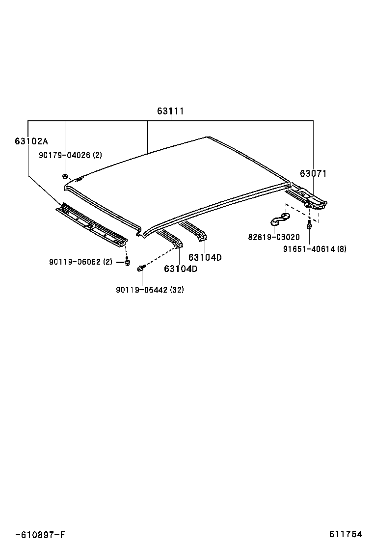  T U V |  ROOF PANEL BACK PANEL